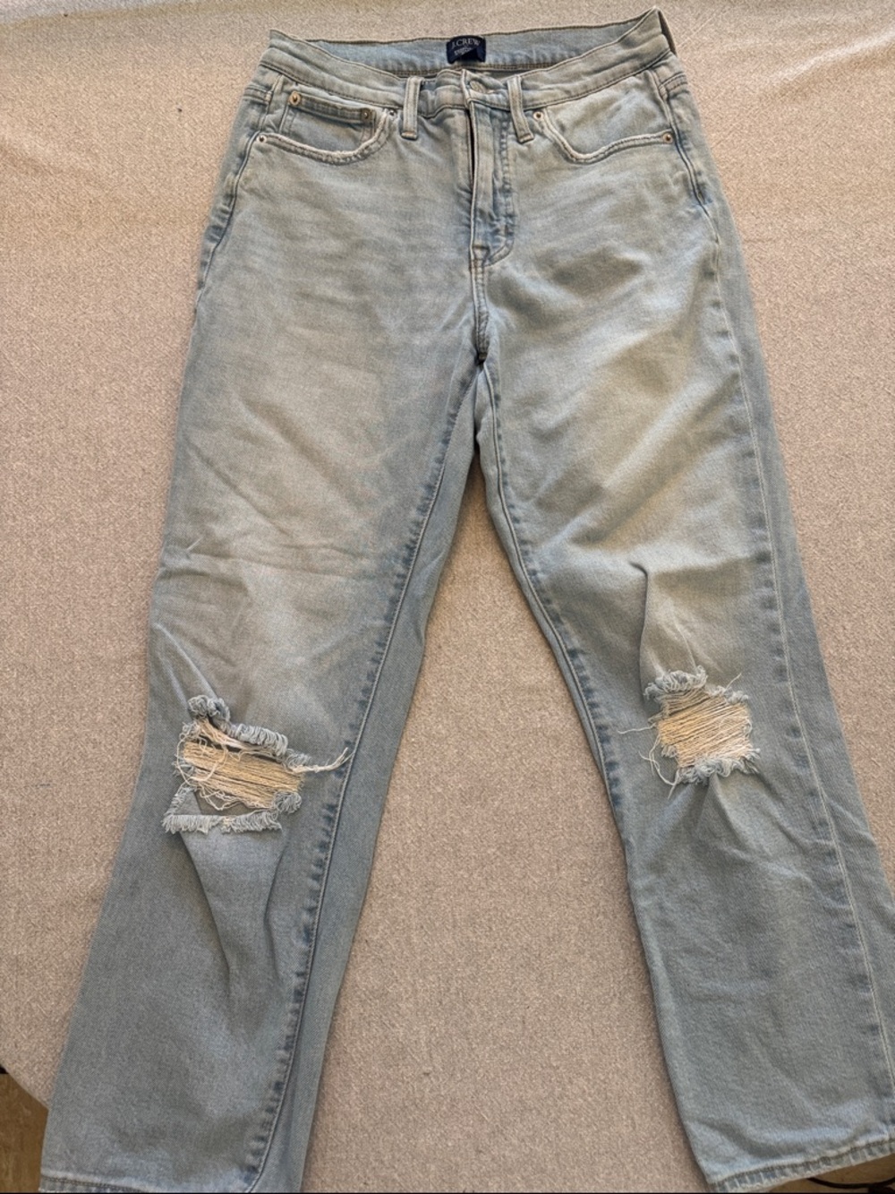 J. Crew Factory Light Blue Distressed Ankle Jeans